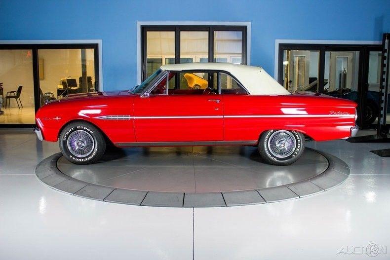 1963 Ford Falcon Sprint Red on Red Convertible with a white soft top